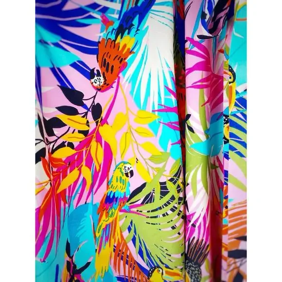 ASHLEY STEWART Tropical Parrots Skirt Rainbow Pockets Pinup Retro Womens Plus 4X - Picture 3 of 9